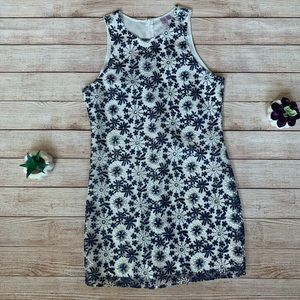 Alya • navy blue & white embroidered floral dress